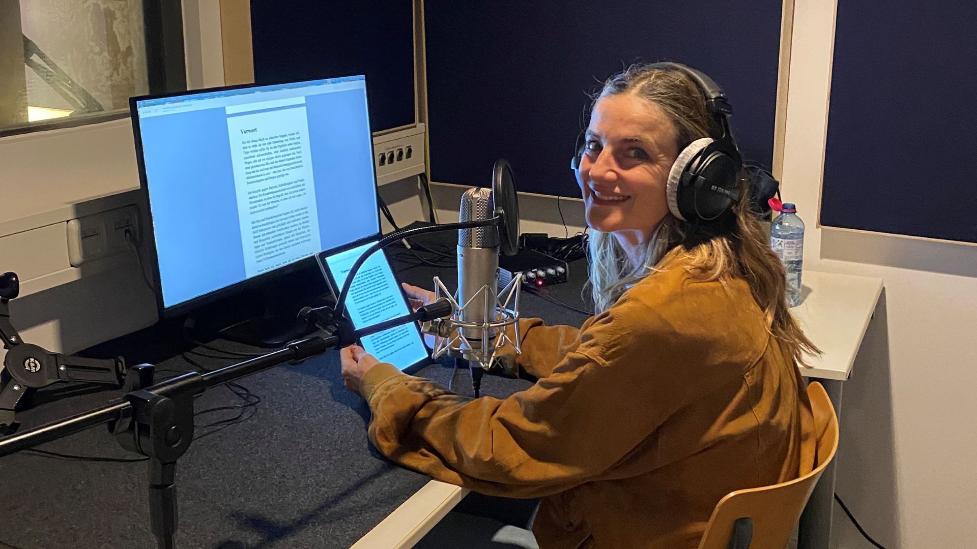 Elisabeth von Koch im Studio bei der Aufnahme des Hörbuches